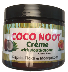 A rich deeply hydrating skin cream featuring coconut oil and nootkatone also repels ticks and mosquitoes