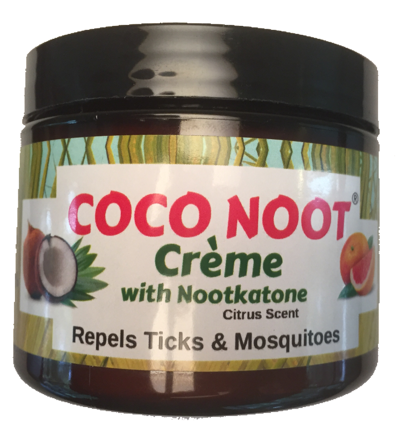 A rich deeply hydrating skin cream featuring coconut oil and nootkatone also repels ticks and mosquitoes